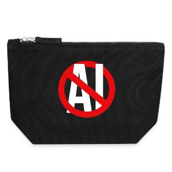 Anti-KI Anti-Maschinelles Lernen sagt Nein zu KI Stoppt KI - Canvas Reißverschluss-Täschchen (18 x 19 cm) - Schwarz - Vorne