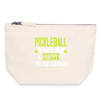Le pickleball me rend heureux - Pochette zippée en toile 18 x 19 cm - blanc naturel - Devant