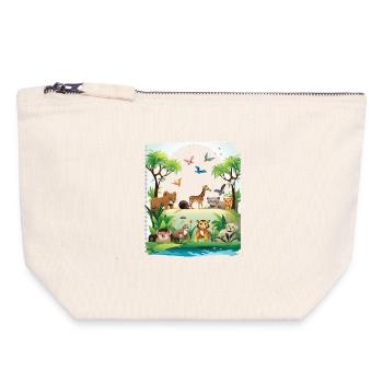 Jungle Tierwelt Safari - Canvas Reißverschluss-Täschchen (18 x 19 cm) - Naturweiß - Vorne