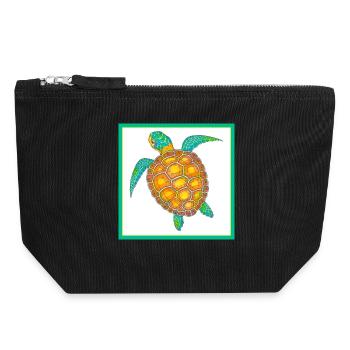 Sea Turtle Hand Drawn - Canvas Zip Pouch 18 x 19 cm - black - Front