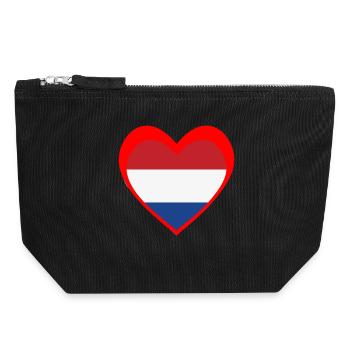 Nederland Hart – Liefde voor Nederland - Canvas Zip Pouch 18 x 19 cm - black - Front