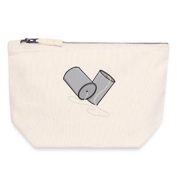 Tin Can Phone Nostalgia - Canvas Zip Pouch 18 x 19 cm - nature - Front