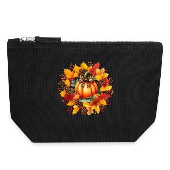 HERBSTSAISON KÜRBISTAG - Canvas Reißverschluss-Täschchen (18 x 19 cm) - Schwarz - Vorne