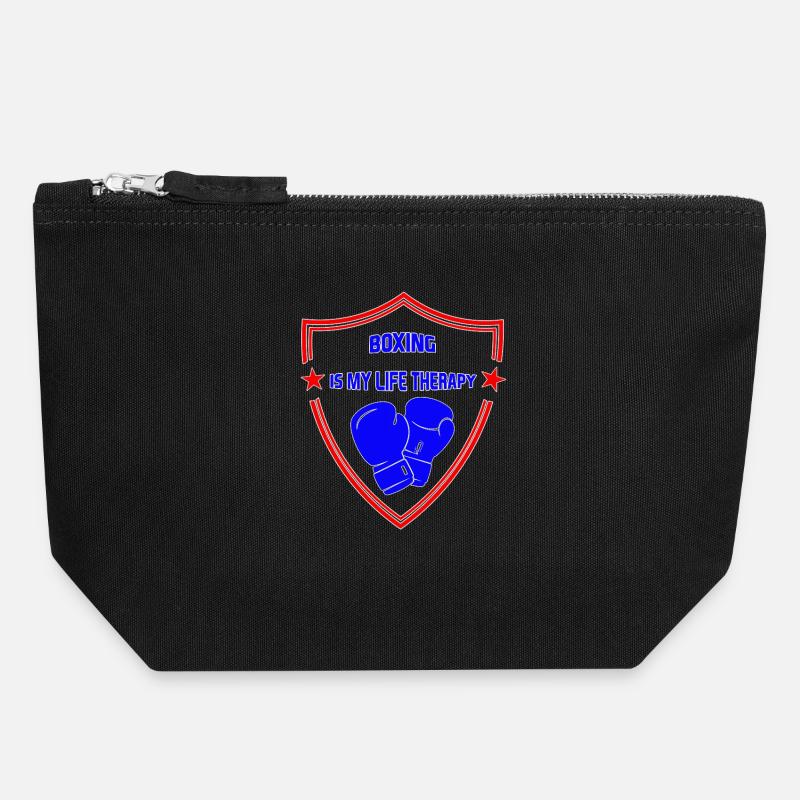 boxing_is_my_life_therapy - Pochette zippée en toile 18 x 19 cm - noir