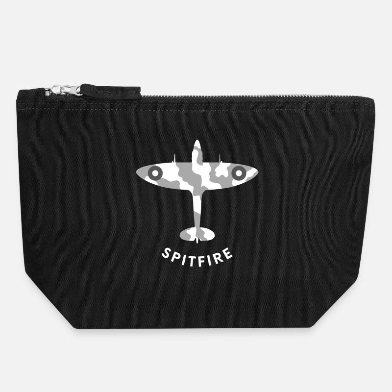 Spitfire-Jagdflugzeug - Canvas Reißverschluss-Täschchen (18 x 19 cm) - Schwarz