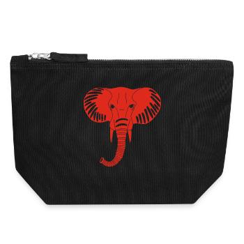 Red elephant head - Canvas Zip Pouch 18 x 19 cm - black - Front