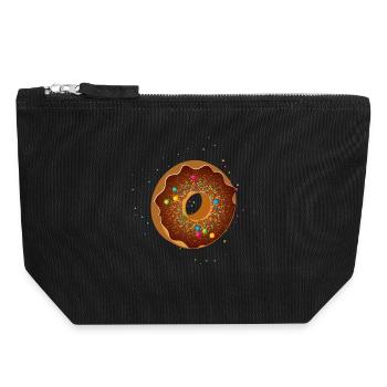 beautiful chocolate donut with colorful sprinkles - Canvas Zip Pouch 18 x 19 cm - black - Front