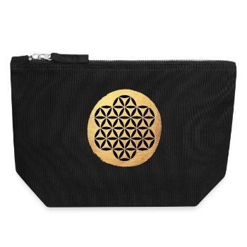 Yoga Kreis Flower of Life Gold Muster om Namaste - Canvas Reißverschluss-Täschchen (18 x 19 cm) - Schwarz - Vorne