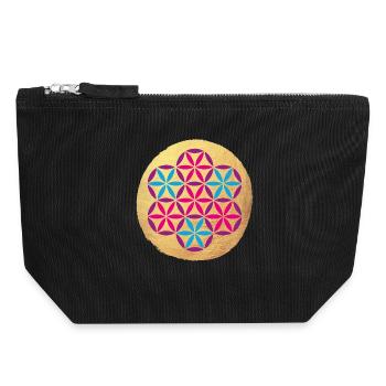 Yoga farbenfroh Gold Kreis Meditation om Namaste - Canvas Reißverschluss-Täschchen (18 x 19 cm) - Schwarz - Vorne