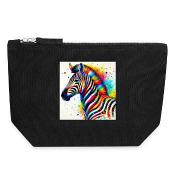 Zebra - Canvas Reißverschluss-Täschchen (18 x 19 cm) - Schwarz - Vorne