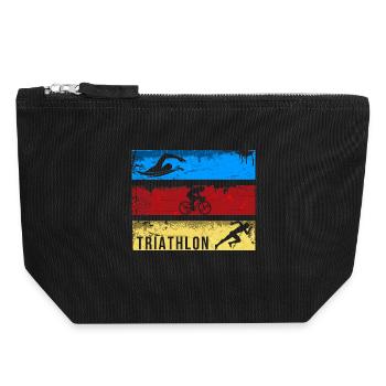 Triathlon - Canvas Reißverschluss-Täschchen (18 x 19 cm) - Schwarz - Vorne