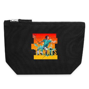 Tennis - Canvas Reißverschluss-Täschchen (18 x 19 cm) - Schwarz - Vorne