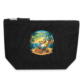 Un joyeux perroquet sous le soleil - Pochette zippée en toile 18 x 19 cm - noir - Devant
