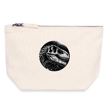 Black and white dinosaur skeleton for dinosaur fans - Canvas Zip Pouch 18 x 19 cm - nature - Front