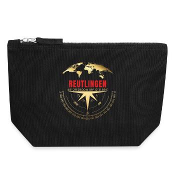 Koordinaten Reutlingen - Canvas Reißverschluss-Täschchen (18 x 19 cm) - Schwarz - Vorne