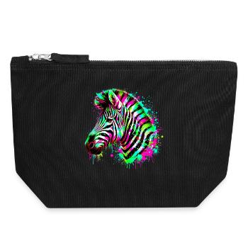 Zebra - Canvas Reißverschluss-Täschchen (18 x 19 cm) - Schwarz - Vorne