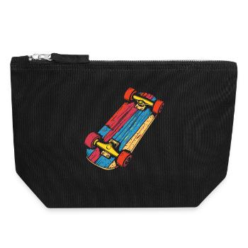 Skateboard Grafik Vintage Look - Canvas Reißverschluss-Täschchen (18 x 19 cm) - Schwarz - Vorne