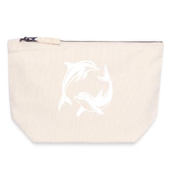 Conception de cercle de dauphins pour des vêtements respectueux de l’environnement - Pochette zippée en toile 18 x 19 cm - blanc naturel - Devant