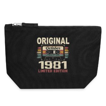 Geboren im Oktober 1981 | Vintage Geschenk Oktober 1981 - Canvas Reißverschluss-Täschchen (18 x 19 cm) - Schwarz - Vorne