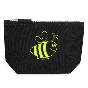 Abeille Dessin animé - Pochette zippée en toile 18 x 19 cm - noir - Devant