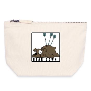 Funny darts comic motif. BEAR DOWN ! - Canvas Zip Pouch 18 x 19 cm - nature - Front