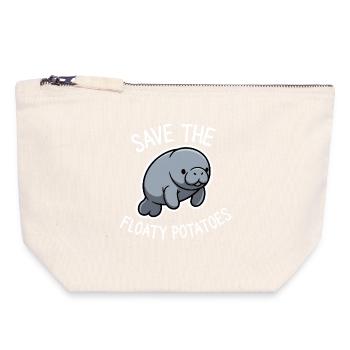 Mignonne lamantin Sauve les Patates Flottantes - Pochette zippée en toile 18 x 19 cm - blanc naturel - Devant