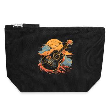 Ukulele Illustration - Canvas Zip Pouch 18 x 19 cm - black - Front