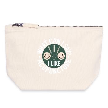 Acupuncture Médecine chinoise Santé - Pochette zippée en toile 18 x 19 cm - blanc naturel - Devant