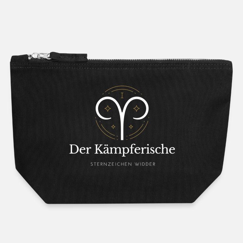 Der Kämpferische - Sternzeichen Widder - Canvas Reißverschluss-Täschchen (18 x 19 cm) - Schwarz