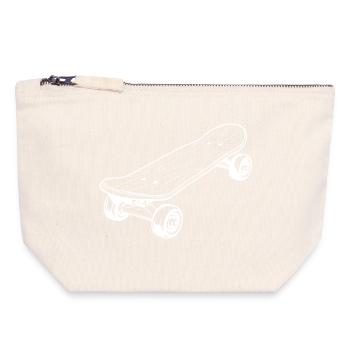 Skateboard Skizze - Canvas Reißverschluss-Täschchen (18 x 19 cm) - Naturweiß - Vorne