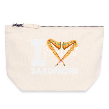 I love saxophone saxophonist - Canvas Zip Pouch 18 x 19 cm - nature - Front