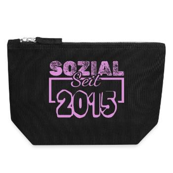 Social Pink since 2013 - Canvas Zip Pouch 18 x 19 cm - black - Front
