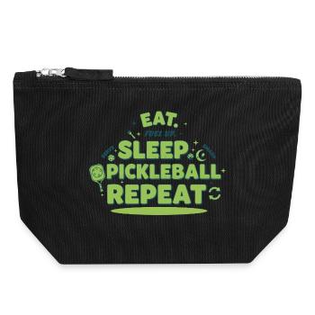 Joueur drôle de pickleball Manger Dormir Pickleball - Pochette zippée en toile 18 x 19 cm - noir - Devant