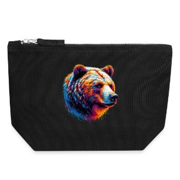 Bear - Canvas Zip Pouch 18 x 19 cm - black - Front