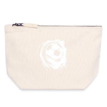 Illustration de football - Pochette zippée en toile 18 x 19 cm - blanc naturel - Devant