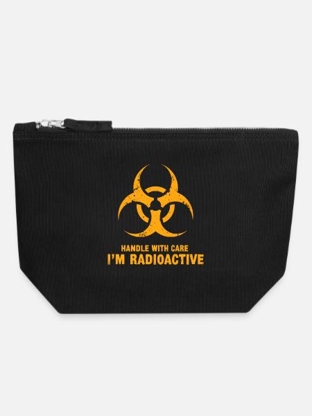 Handle with Care, I'm Radioactive - Canvas Zip Pouch 18 x 19 cm - black