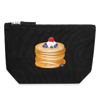 Goldbraune Pancakes mit Beeren und Sahne Motiv - Canvas Reißverschluss-Täschchen (18 x 19 cm) - Schwarz - Vorne
