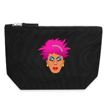 Drag Queen rose - Pochette zippée en toile 18 x 19 cm - noir - Devant