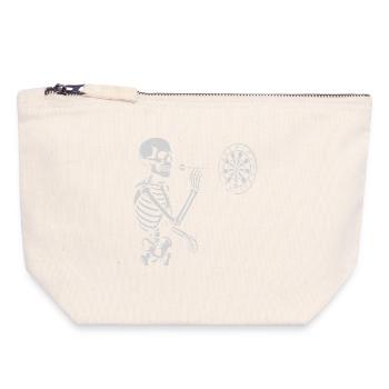 Skeleton playing darts game - Canvas Zip Pouch 18 x 19 cm - nature - Front