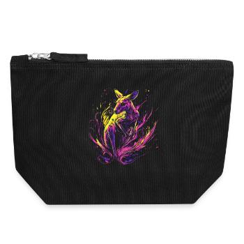 Kangaroo Animal Australia Down Under Neon Colorful Art - Canvas Zip Pouch 18 x 19 cm - black - Front