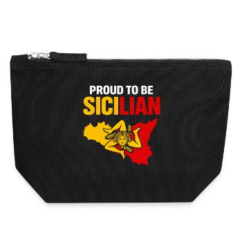 Stolz Sicilianer – Sizilien Farbblock - Canvas Reißverschluss-Täschchen (18 x 19 cm) - Schwarz - Vorne