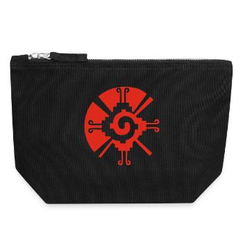 Solar Geometric Pattern (Red) - Canvas Zip Pouch 18 x 19 cm - black - Front