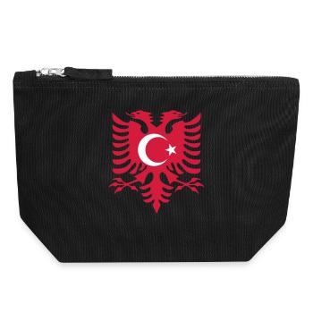 Drapeau Albanie Turquie - Pochette zippée en toile 18 x 19 cm - noir - Devant