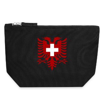 Drapeau de l’Albanie Suisse - Pochette zippée en toile 18 x 19 cm - noir - Devant