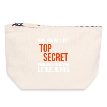 travail, travail humour - Pochette zippée en toile 18 x 19 cm - blanc naturel - Devant