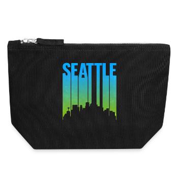 Seattle Neon Skyline Art Print - Canvas Zip Pouch 18 x 19 cm - black - Front