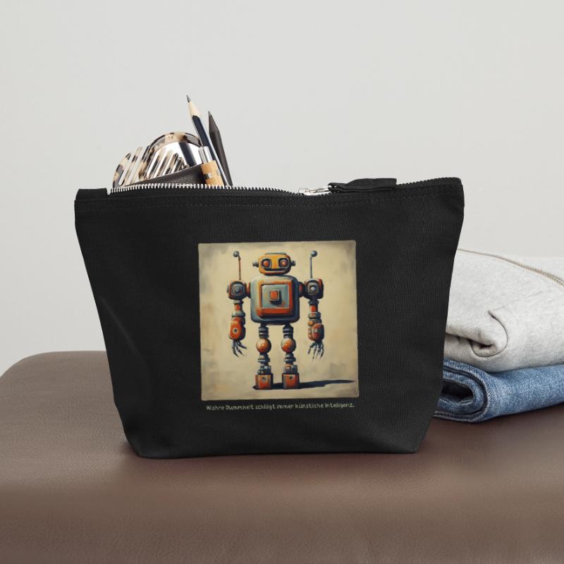 Saying Statement Robot Intelligence Retro Nerd Lo Canvas Zip Pouch 18 x 19 cm