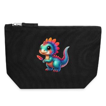 Dinosaurier - Canvas Reißverschluss-Täschchen (18 x 19 cm) - Schwarz - Vorne
