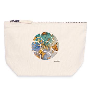 Abstraction colorée avec des accents dorés - Pochette zippée en toile 18 x 19 cm - blanc naturel - Devant