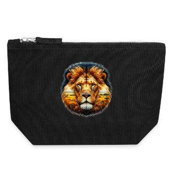 Lion - Canvas Zip Pouch 18 x 19 cm - black - Front